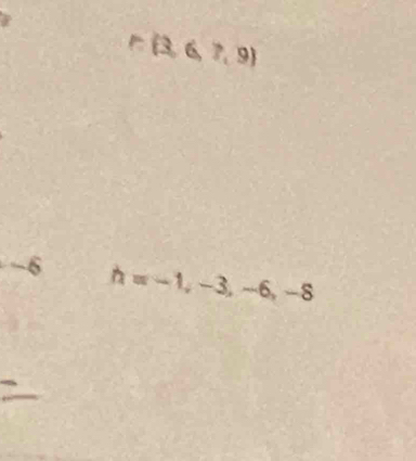 P(3,6,7,9)
-6 h=-1,-3,-6,-8