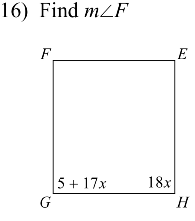 Find m∠ F