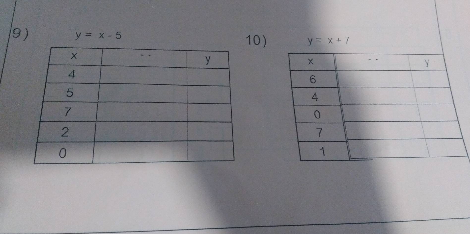 9 )
y=x-5
10) y=x+7