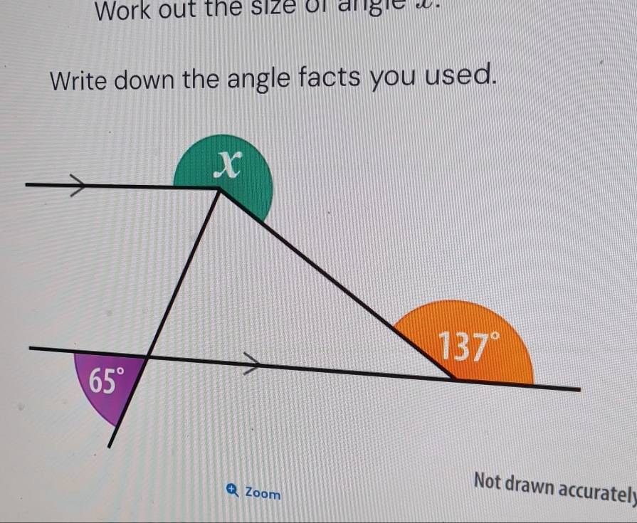 Solved: Work out the size of angle w. Write down the angle facts you ...