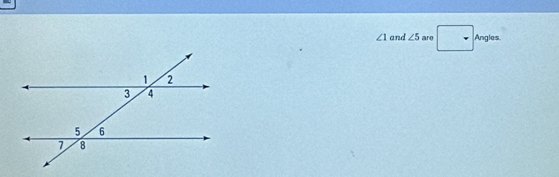 ∠ 1 and ∠ 5 are Angles.