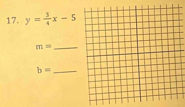 y= 3/4 x-5
_ m=
_ b=