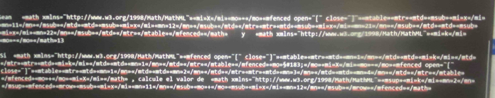 Sean «mi>X «mo»> "mtable»«mtr» x«/mi>
mn=11 x «mn>22 «/msub> «/mtable»«/mfenced»«/math»
=mo== 13 y «math xmlns="http://www.w3.ong/1998/Math/MathML"»«mi*k«/mi»
Si «mfenced open="[" close="]"> k«/mi>«/mtd»
1 X 3«/mn»
X«/mi»«/math» , calcule el valor de «math xmlns="http://ww.w3.org/1998/Math/MathML">«msup»«mi>k«/mi»«mn»2«/mn=
x 11 «mo»+ «mi>x«/mi»«mn>12