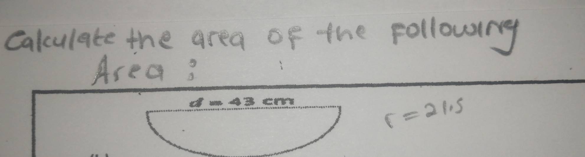 calculate the area of the following 
Area3
t=21.5