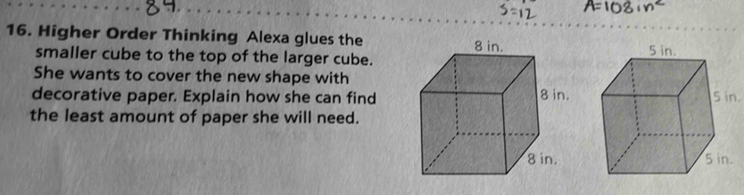 Solved: Higher Order Thinking Alexa glues the smaller cube to the top ...