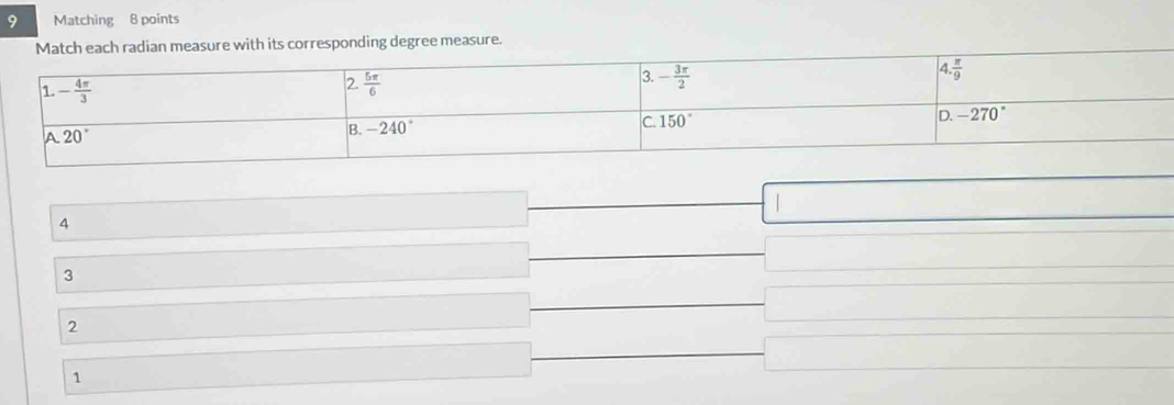 Matching 8 points
e.
4
3
2
1