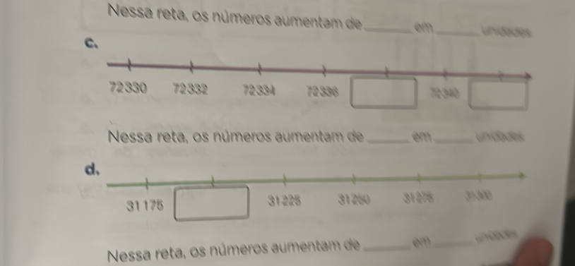 Nessa reta, os números aumentam de_ em_ unidades 
c、 
Nessa reta, os números aumentam de _em_ unidades 
Nessa reta, os números aumentam de _em_ uncodes