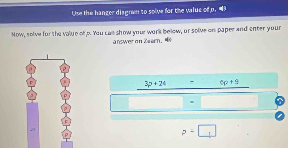 Solved: Use the hanger diagram to solve for the value of p. “ Now ...