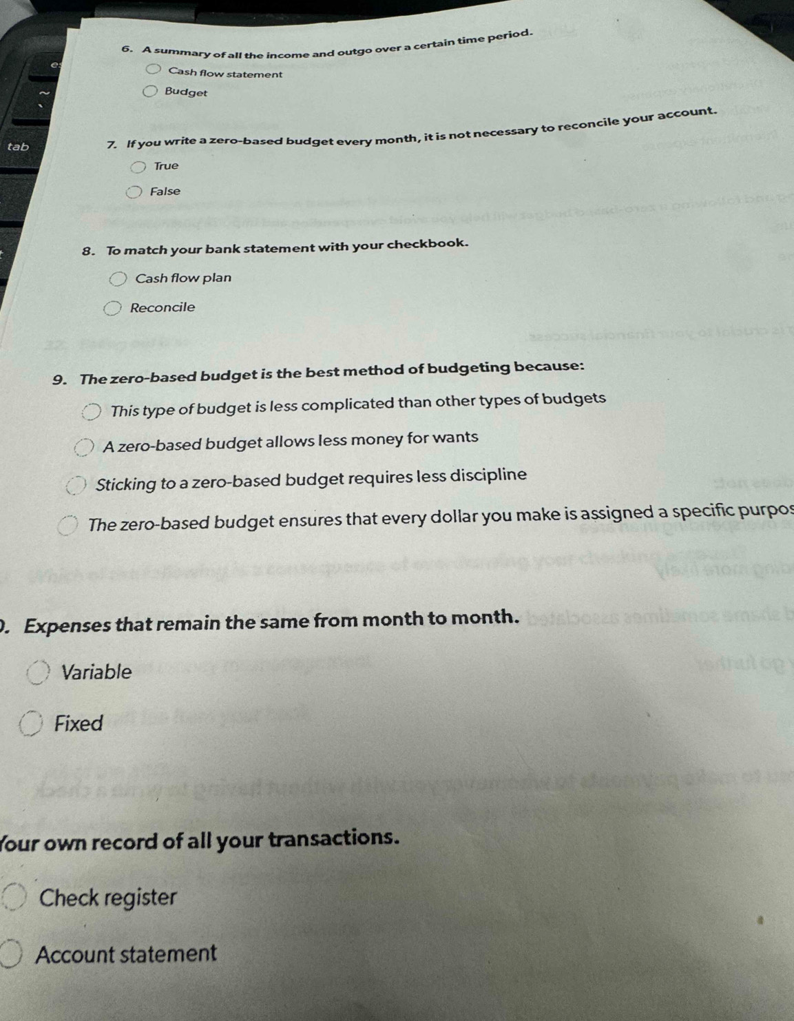 Solved: A summary of all the income and outgo over a certain time ...