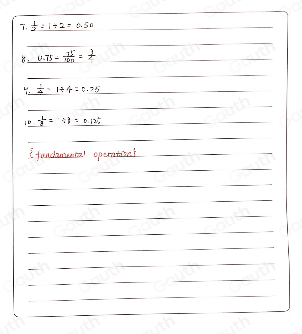 Solved: Express 1/2 to decimal form. a. 0.75 b. 0.25 c. 0.125 d. 0.50 8 ...