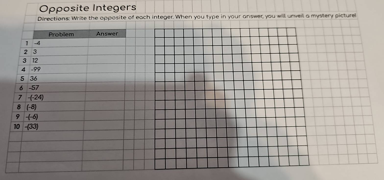 Opposite Integers
re!