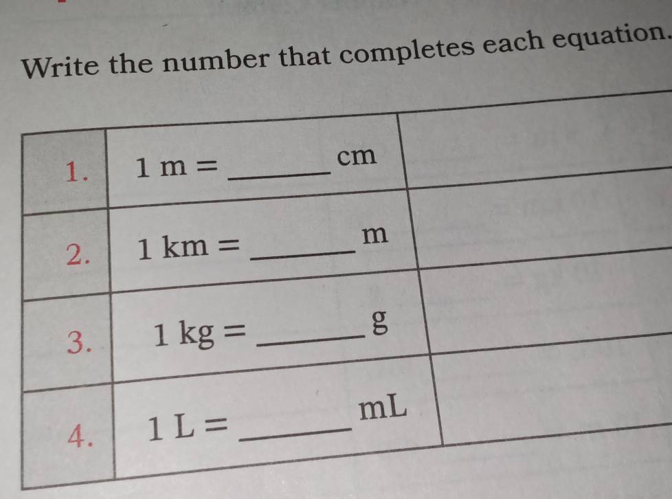 Write the number that completes each equation.