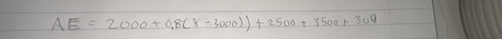 AE=2000+0.8(Y-3000)+2500+3500+300