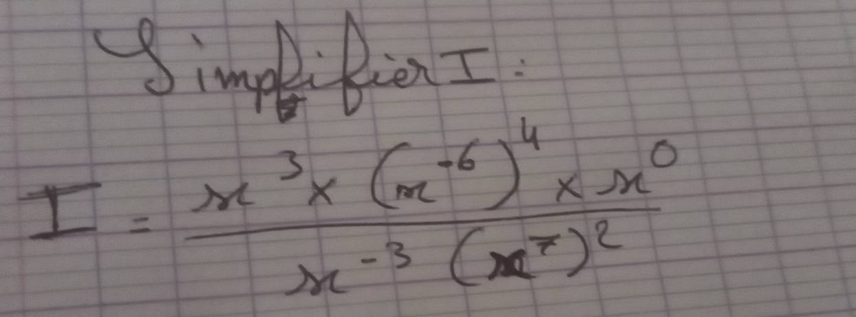 Simgl Bion I
I=frac x^3* (x^(-6))^4* x^0x^(-3)(x^7)^2