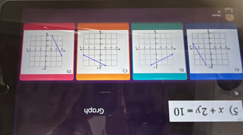 x+2y=10 Graph 
a 
→ 
A) 
B) 
C) 
D 

Kevin