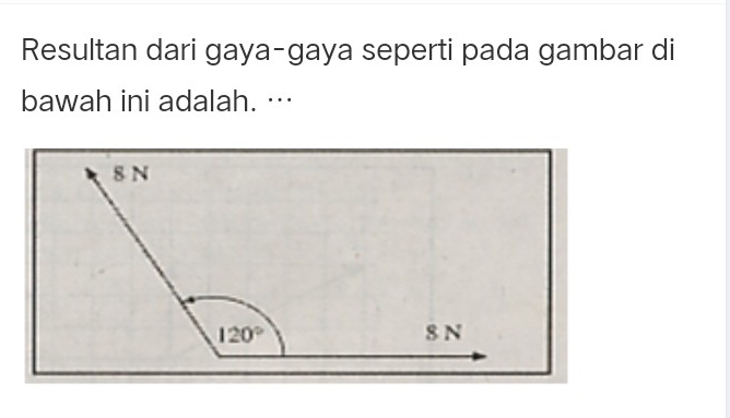 Resultan dari gaya-gaya seperti pada gambar di
bawah ini adalah. …