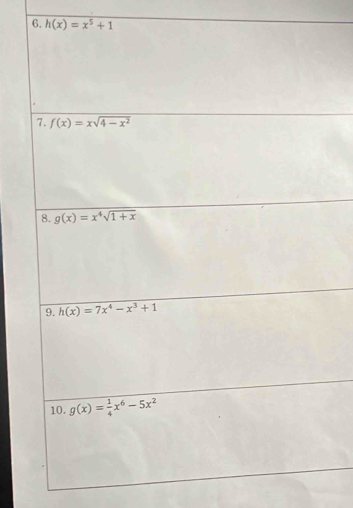 h(x)=x^5+1