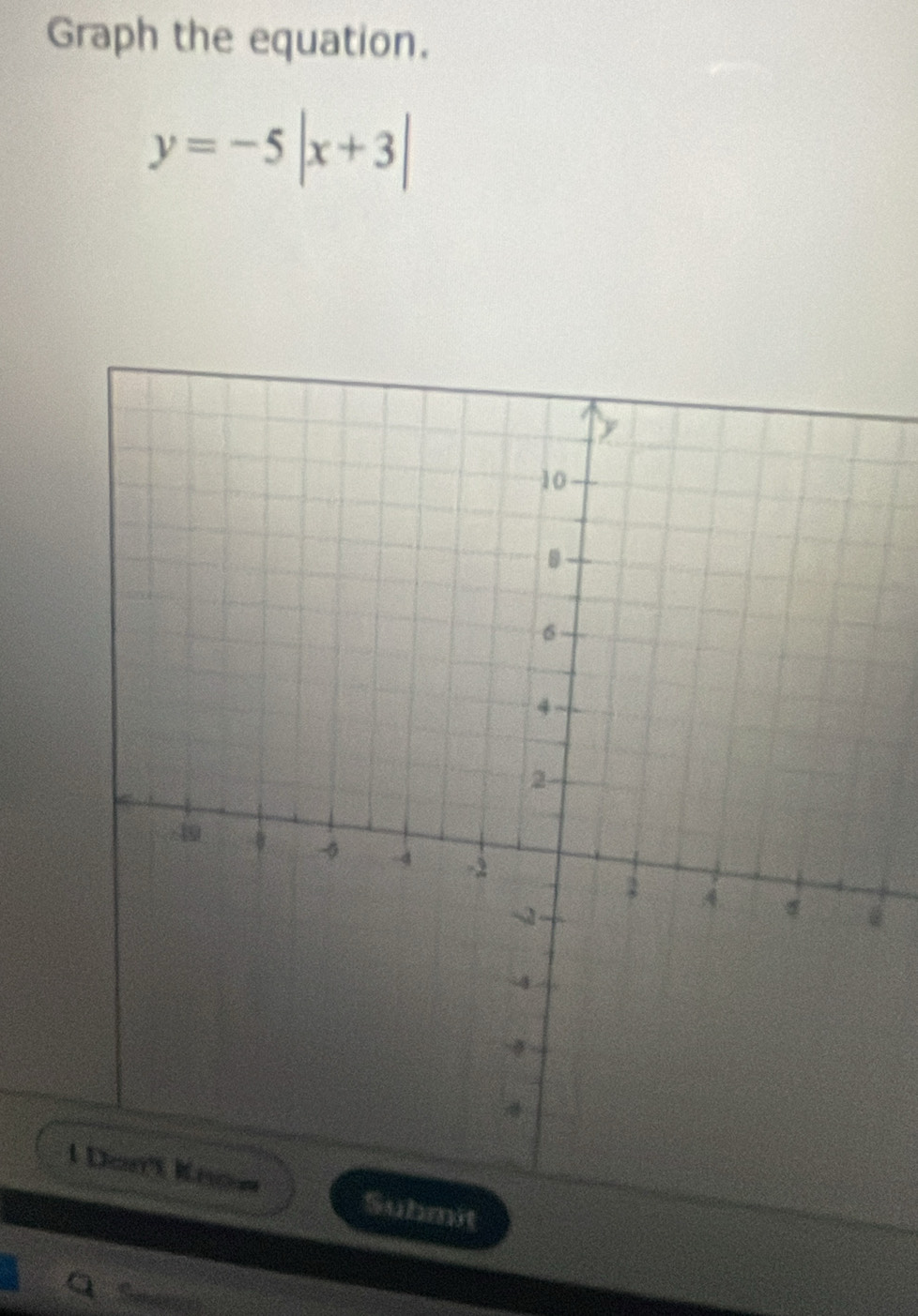 Graph the equation.
y=-5|x+3|
1