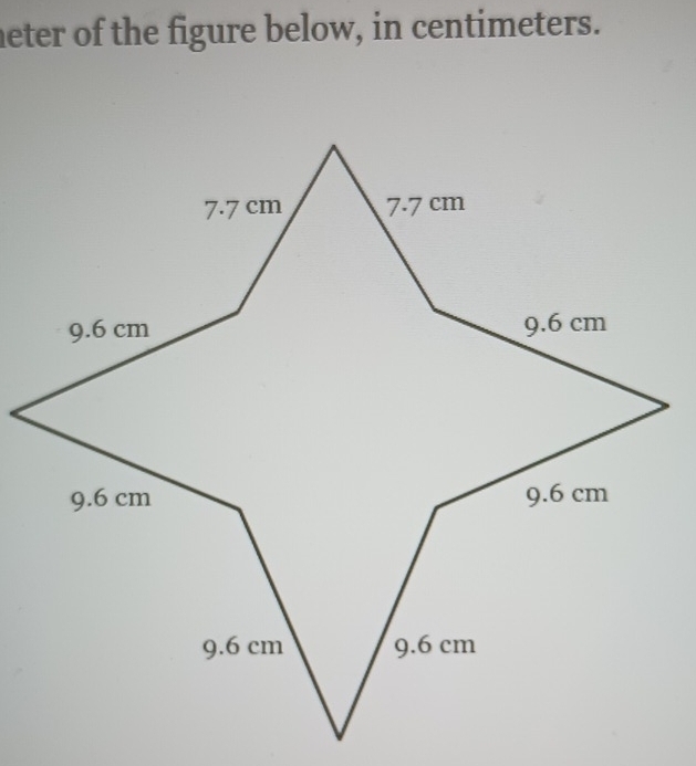 neter of the figure below, in centimeters.