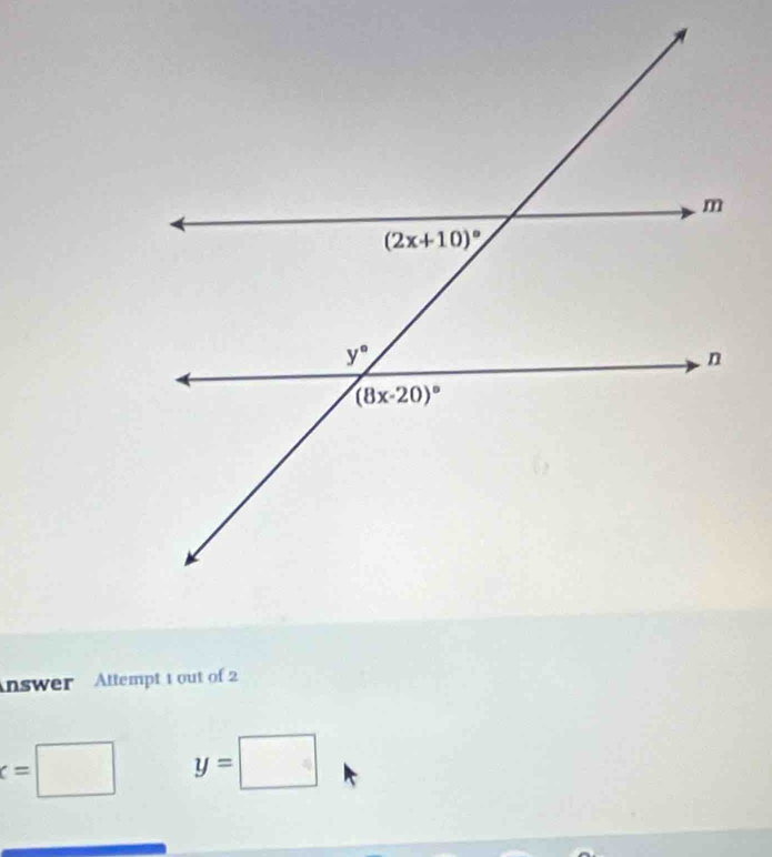 nswer Attempt t out of 2
c=□ y=□