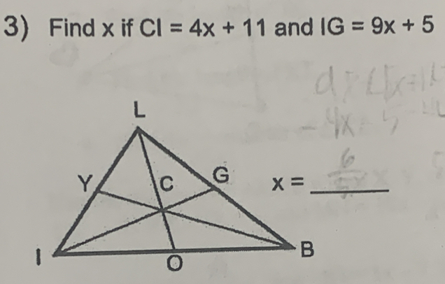 Find xif CI=4x+11 and IG=9x+5
x= _