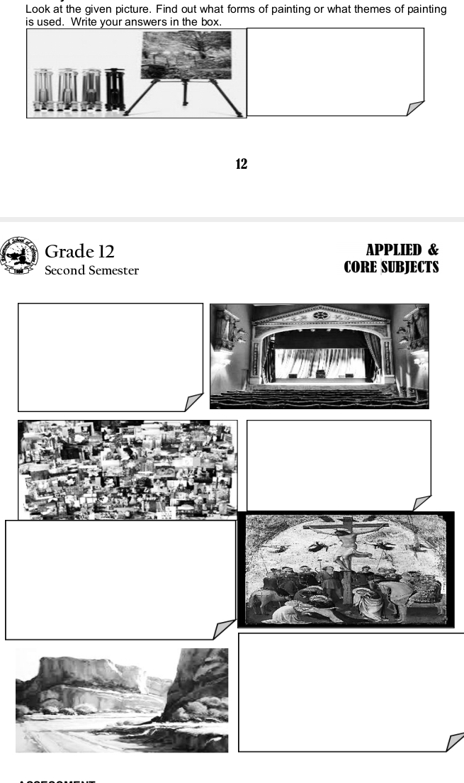 Look at the given picture. Find out what forms of painting or what themes of painting 
12 
Grade 12 APPLIED & 
Second Semester CORE SUBJECTS