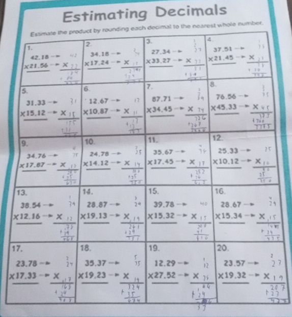 Estimating Decimals
number.
1