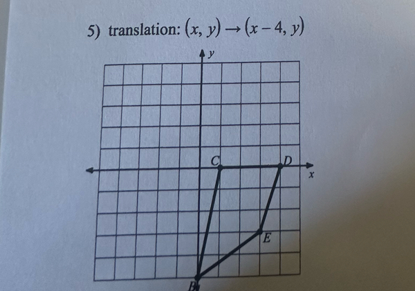 translation: (x,y)to (x-4,y)
B