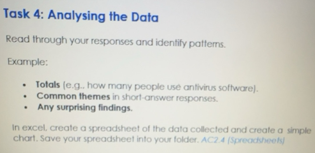Solved: Task 4: Analysing the Data Read through your responses and ...