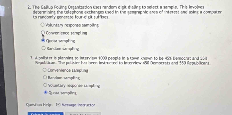 Solved: The Gallup Polling Organization uses random digit dialing to ...