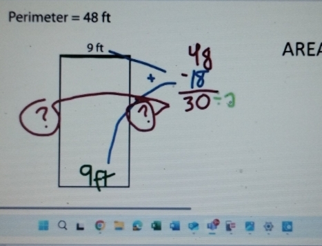 Perimeter =48ft
AREA