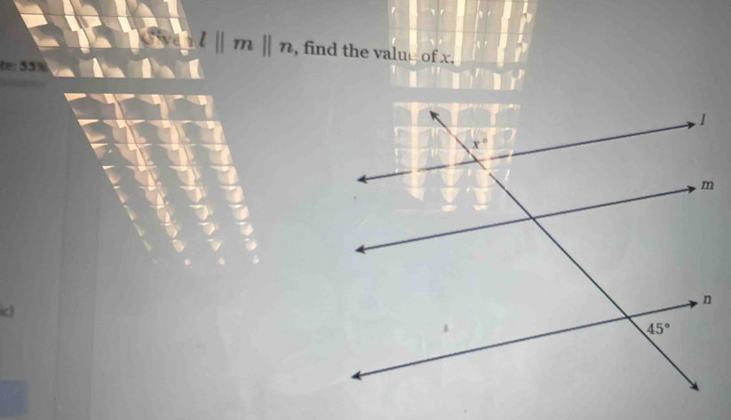 l||m||n , find the value of x.
te: 35%
ic)