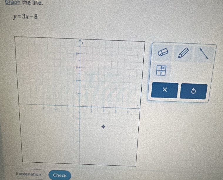 Graph the line.
y=3x-8
× 
Explonation Check