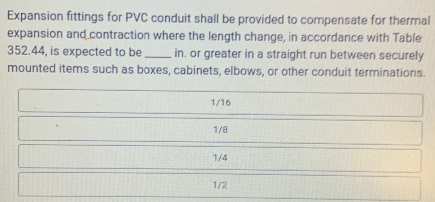 Solved: Expansion fittings for PVC conduit shall be provided to ...