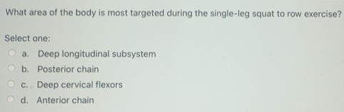 Solved: What area of the body is most targeted during the single-leg ...