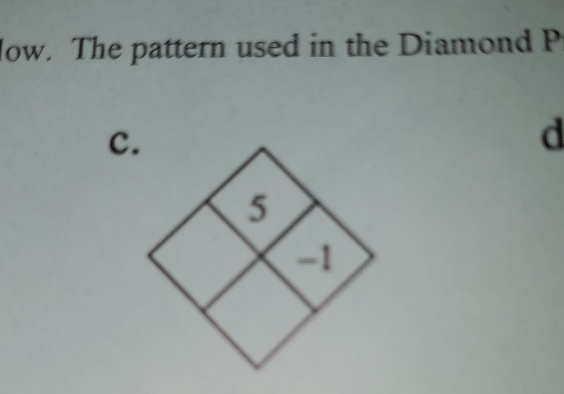 low. The pattern used in the Diamond P
c.
d