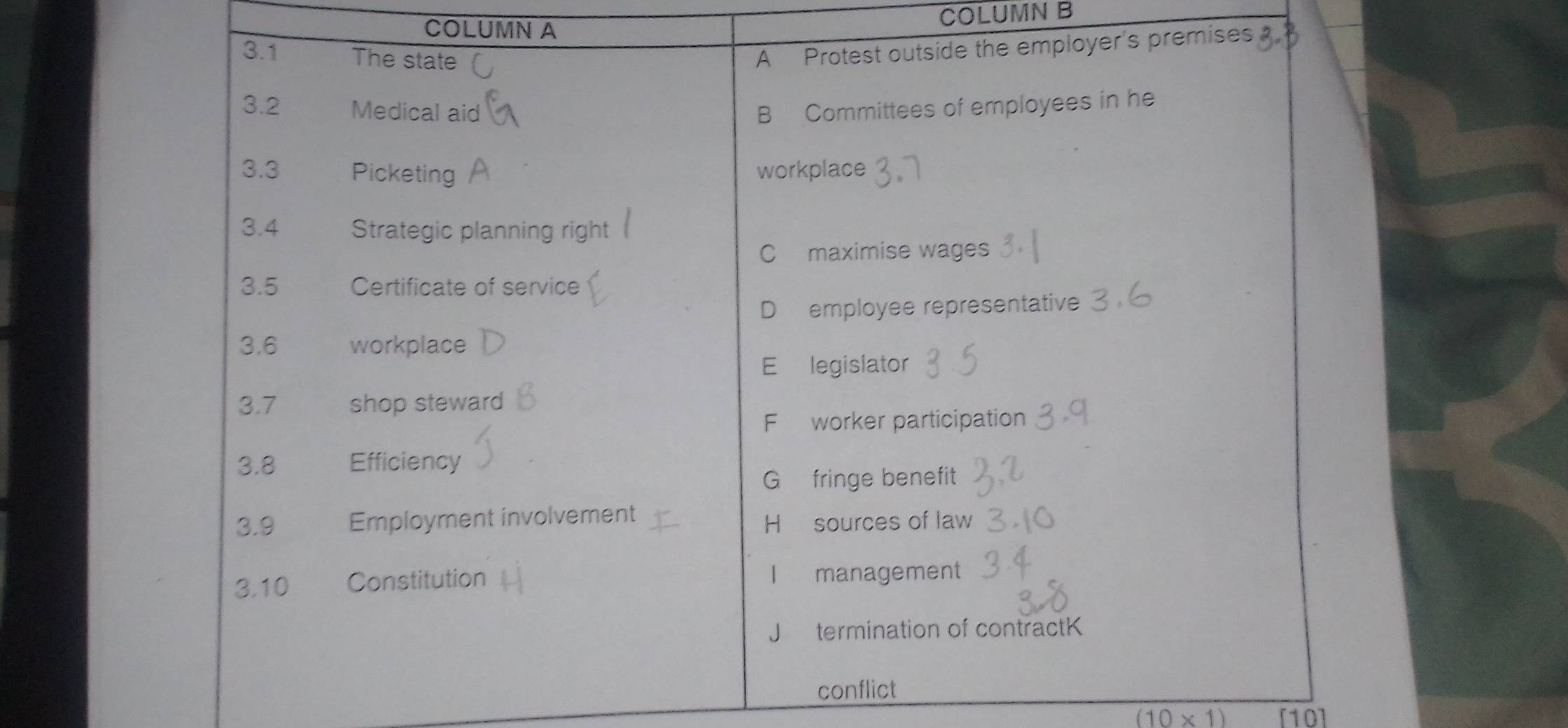 COLUMN A COLUMN B 
ises 3
(10* 1) [10]