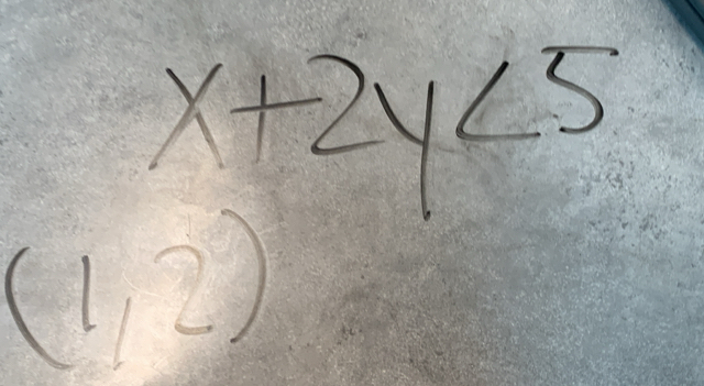 x+2y<5</tex>
(1,2)