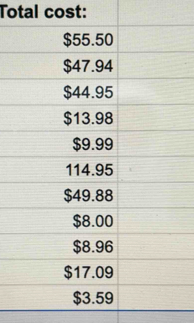 Total cost: