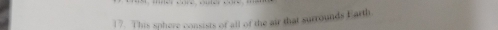 This sphere consists of all of the air that surrounds Earth.