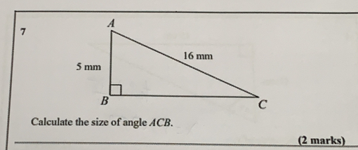 Calculate the size of angle ACB.
(2 marks)