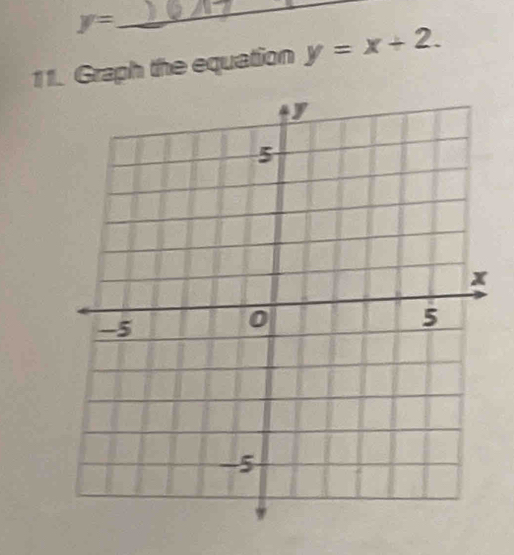 y=
_ 
11. Graph the equation y=x+2.