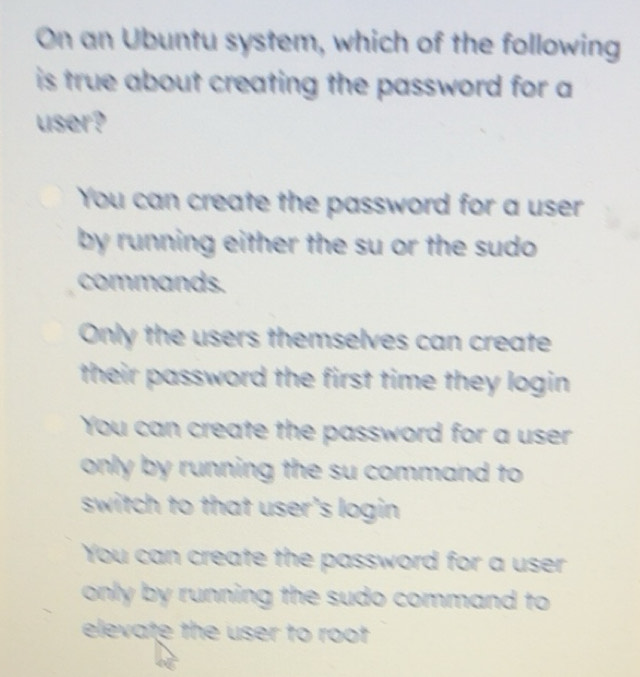 Solved: On an Ubuntu system, which of the following is true about ...