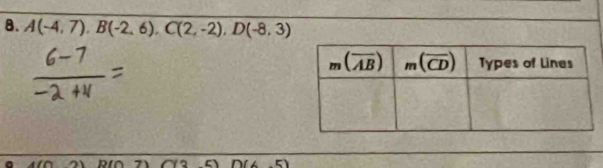 A(-4,7),B(-2,6),C(2,-2),D(-8,3)
DIO7 1 (725) n(6,5)