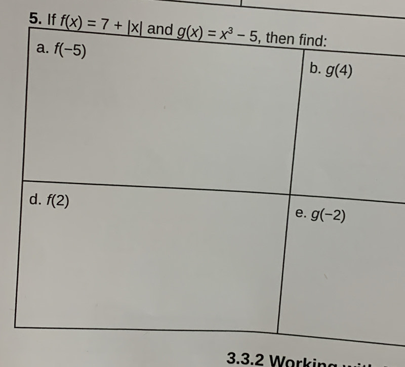 If f(x)=7+|x|
3.3.2 Working