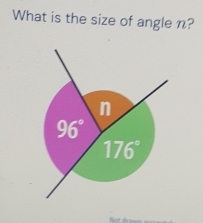 What is the size of angle n?
n
96°
176°