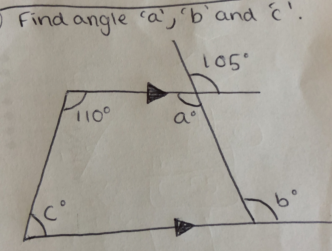 Find angle (a', `b and c".