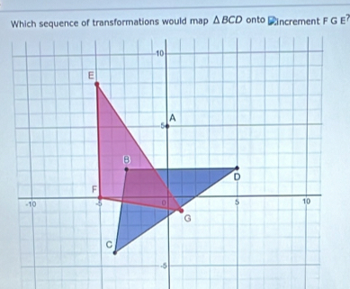 △ BCD onto increment FGE?