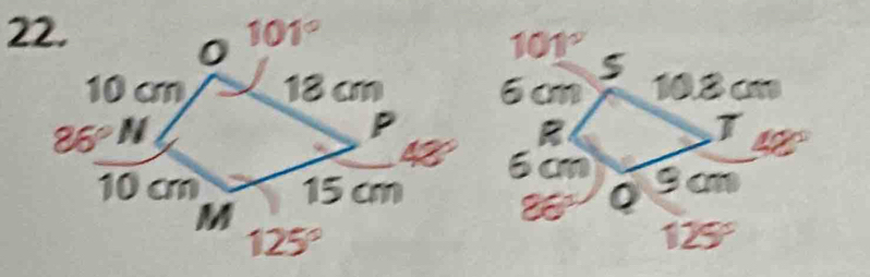 101°
S
6 cm 10.8cm
I
R 4°
6 cm
86° 9 an
125°