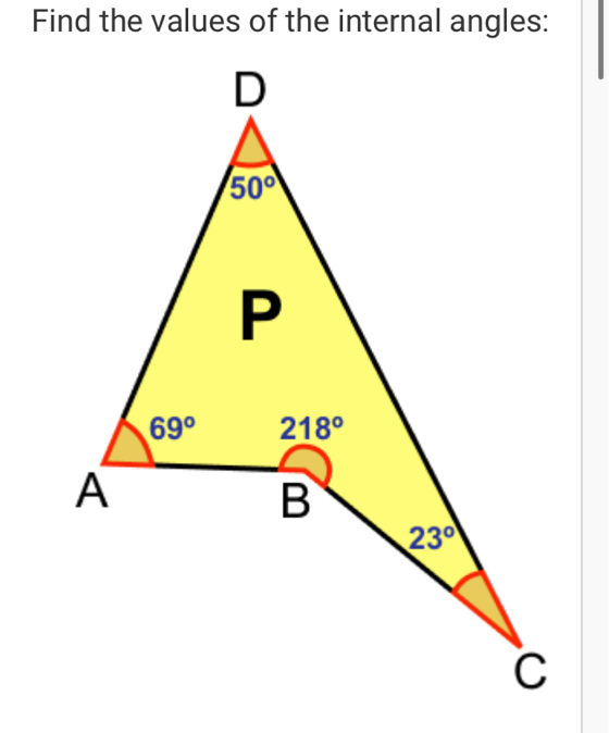 Find the values of the internal angles: